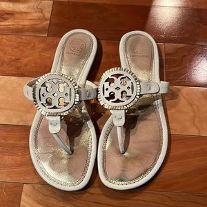 White /Gold Tory Burch Miller Sandal